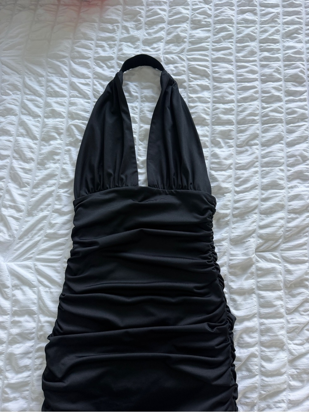 Princess Polly Black Halter Ruched Bodycon Dress